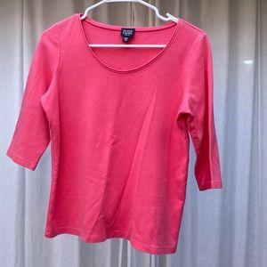 Eileen Fisher Petite PM Top Shirt Pink 3/4 Sleeve Good Condition